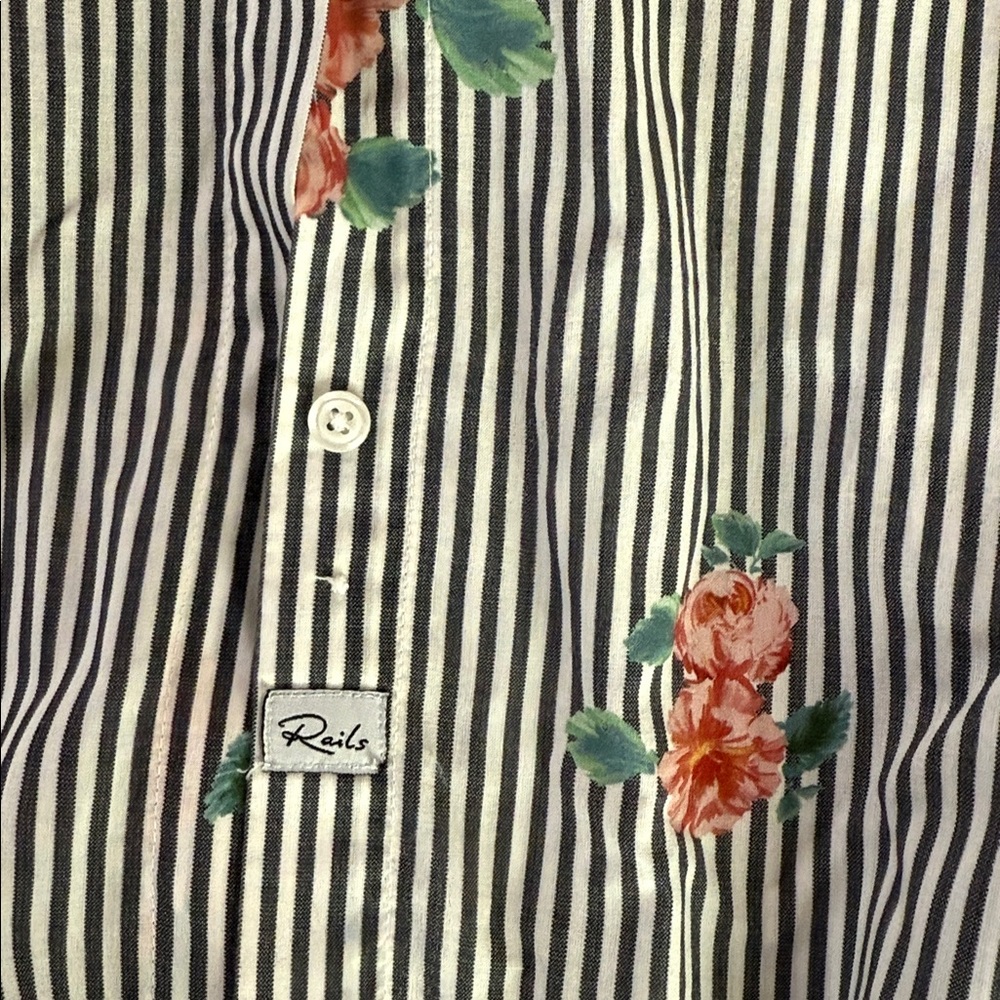Rails Taylor Shirt Florence Stripe Floral Blouse - Picture 5 of 7